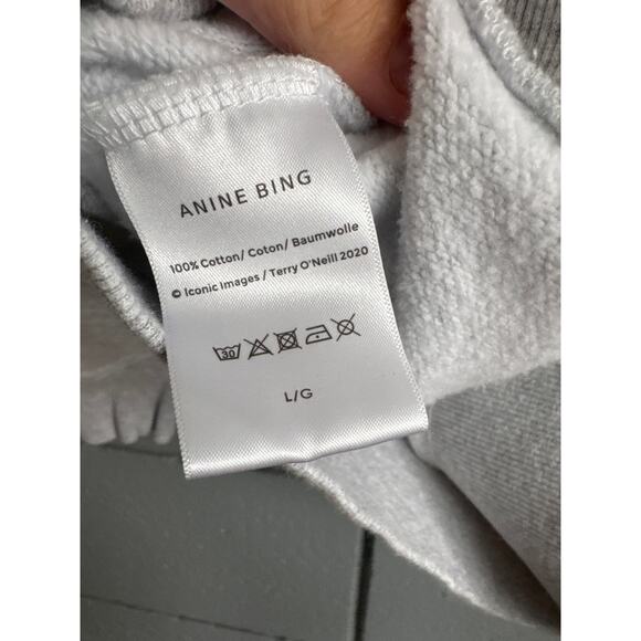 Women's Anine Bing Tyler Oversized Crewneck Varsity Sweatshirt size L in Gray - Picture 6 of 7